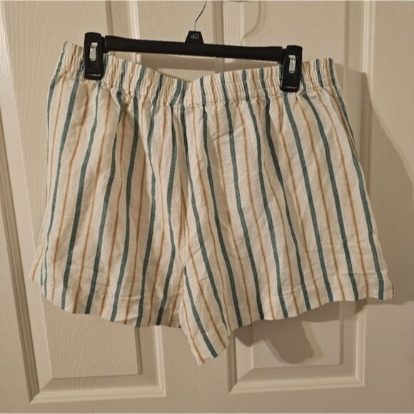 Madewell NWT Linen Viscose Blens Track Shorts in Stripe Size L - Picture 5 of 8